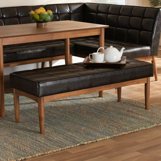 Deals ๐งจ Baxton Studio Sanford Mid-Century Modern Dining Bench Grey โ