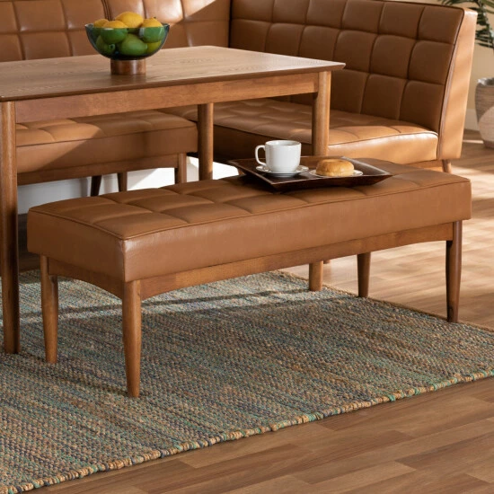 Deals ๐งจ Baxton Studio Sanford Mid-Century Modern Dining Bench Grey โ - Image 3