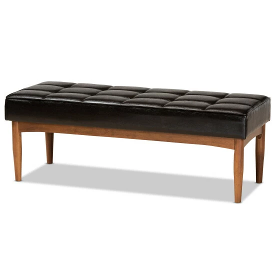 Deals ๐งจ Baxton Studio Sanford Mid-Century Modern Dining Bench Grey โ - Image 4