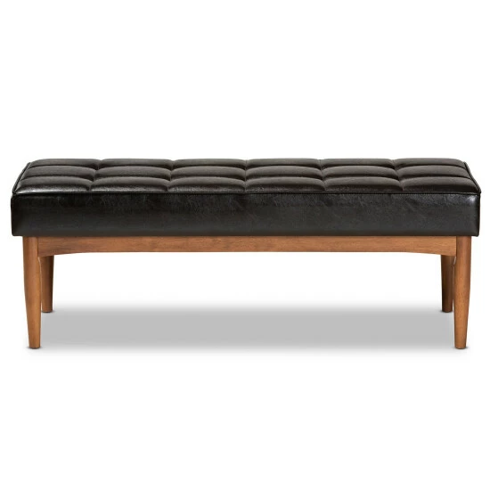 Deals ๐งจ Baxton Studio Sanford Mid-Century Modern Dining Bench Grey โ - Image 5