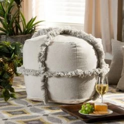 Best deal 👍 Baxton Studio Alfro Moroccan Inspired Pouf Ottoman Grey ✔️