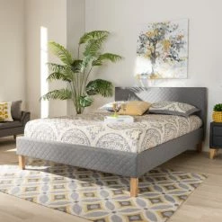 Best Sale 🎉 Baxton Studio Contemporary Fabric Platform Bed ❤️