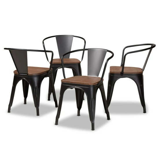 Best reviews of ๐ Baxton Studio Ryland Modern Industrial Wood And Metal Dining Chair Set (4PC) Black ๐ - Image 2