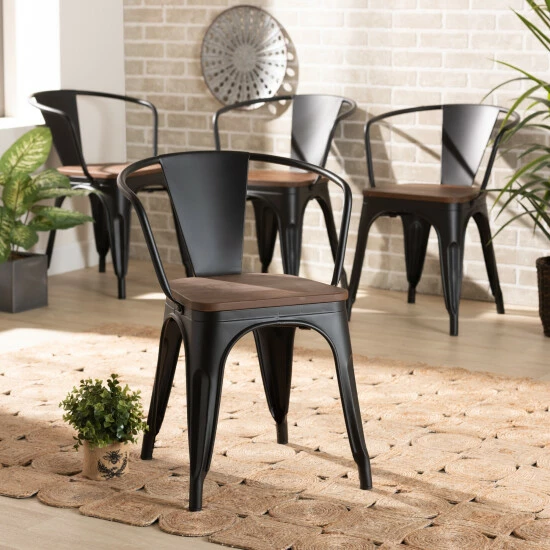 Best reviews of ๐ Baxton Studio Ryland Modern Industrial Wood And Metal Dining Chair Set (4PC) Black ๐ - Image 7