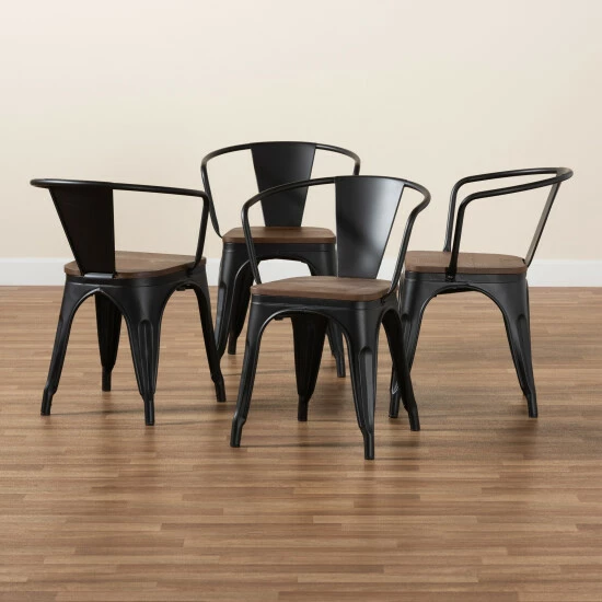Best reviews of ๐ Baxton Studio Ryland Modern Industrial Wood And Metal Dining Chair Set (4PC) Black ๐ - Image 8
