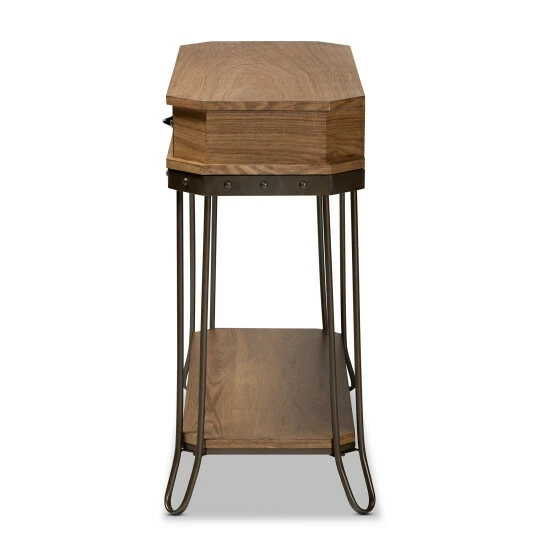 Best Pirce ๐ฅฐ Baxton Studio Kellyn Oak Brown Wood And Black Metal 3-Drawer Console Table ๐ - Image 5