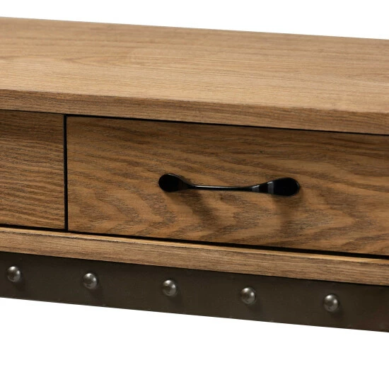 Best Pirce ๐ฅฐ Baxton Studio Kellyn Oak Brown Wood And Black Metal 3-Drawer Console Table ๐ - Image 7