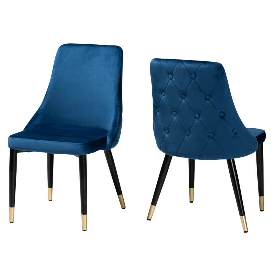 Coupon โจ Baxton Studio Giada Contemporary Glam And Luxe Velvet Fabric And Dark Brown Finished Wood 2-Piece Dining Chair Set Navy Blue, Black, Gold ๐ - Image 2