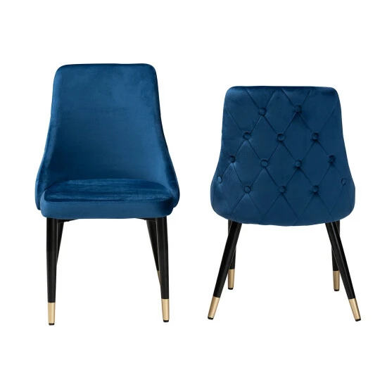 Coupon โจ Baxton Studio Giada Contemporary Glam And Luxe Velvet Fabric And Dark Brown Finished Wood 2-Piece Dining Chair Set Navy Blue, Black, Gold ๐ - Image 3