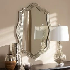 Flash Sale 🎁 Art Deco Antique Silver Wall Mirror By Baxton Studio - Antique Silver 💯