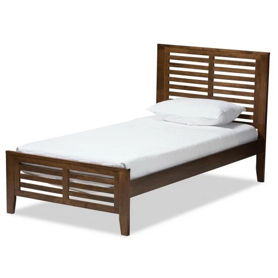 Buy ๐ Mission Wood Platform Bed By Baxton Studio Walnut ๐ - Image 5