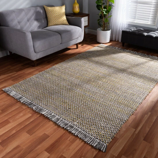 Best deal 🛒 Baxton Studio Nurten Modern And Contemporary Handwoven Hemp Blend Area Rug - 5' X 8'/Surplus Yellow&grey 🎁