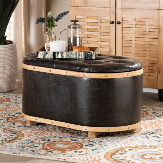 Best deal ๐ Baxton Studio Adana Modern Faux Leather And Wood Storage Ottoman ๐คฉ