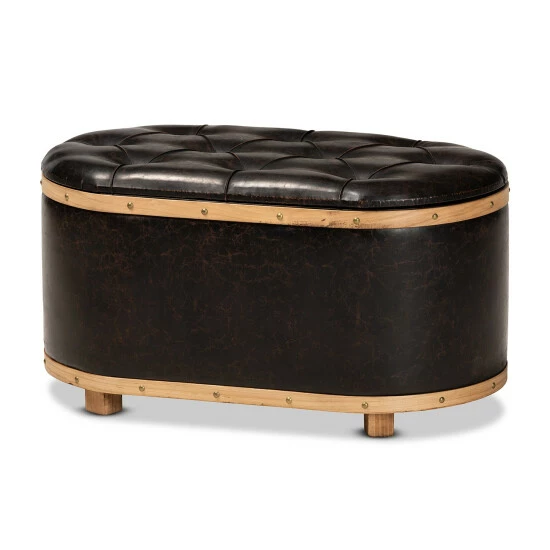 Best deal ๐ Baxton Studio Adana Modern Faux Leather And Wood Storage Ottoman ๐คฉ - Image 2