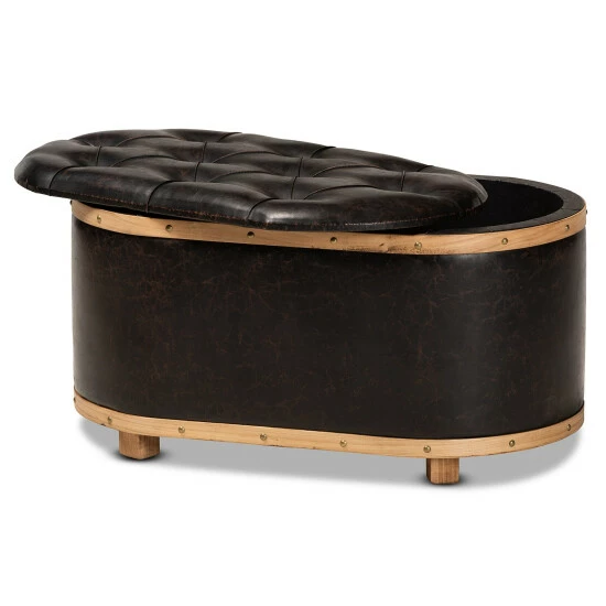 Best deal ๐ Baxton Studio Adana Modern Faux Leather And Wood Storage Ottoman ๐คฉ - Image 3