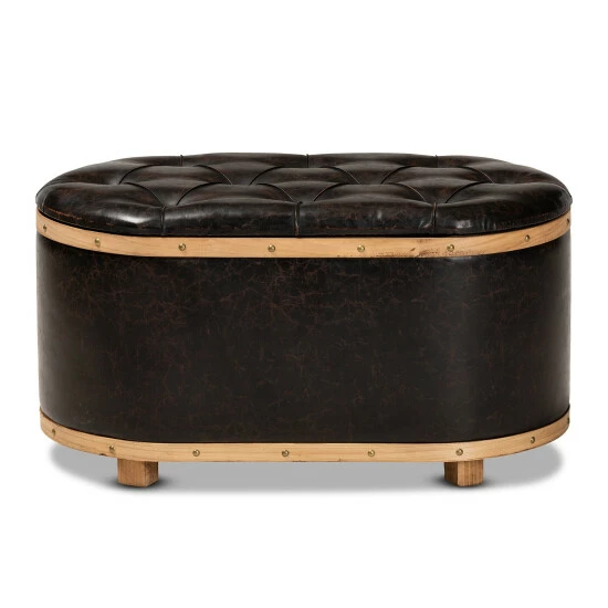 Best deal ๐ Baxton Studio Adana Modern Faux Leather And Wood Storage Ottoman ๐คฉ - Image 4
