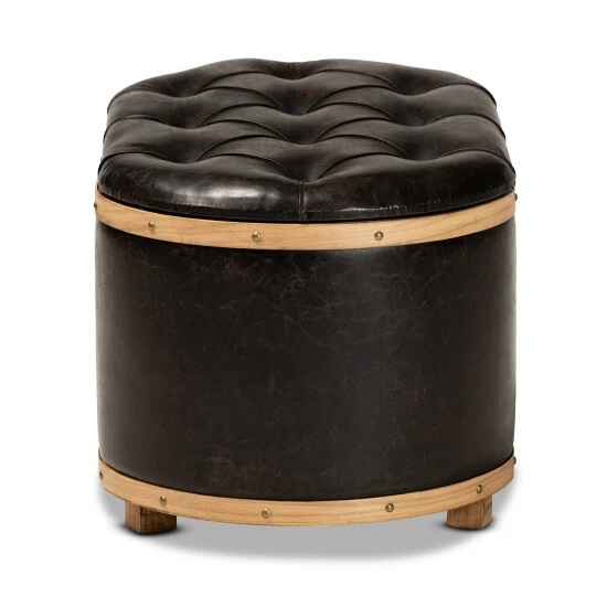 Best deal ๐ Baxton Studio Adana Modern Faux Leather And Wood Storage Ottoman ๐คฉ - Image 5