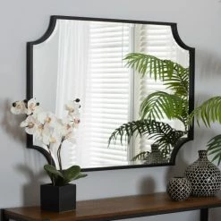 Best reviews of 🎁 Baxton Studio Parcenet Modern Black Finished Metal Accent Wall Mirror 👏