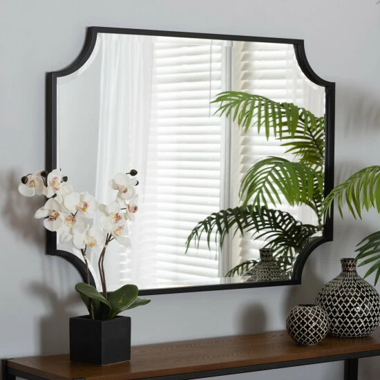 Best reviews of ๐ Baxton Studio Parcenet Modern Black Finished Metal Accent Wall Mirror ๐