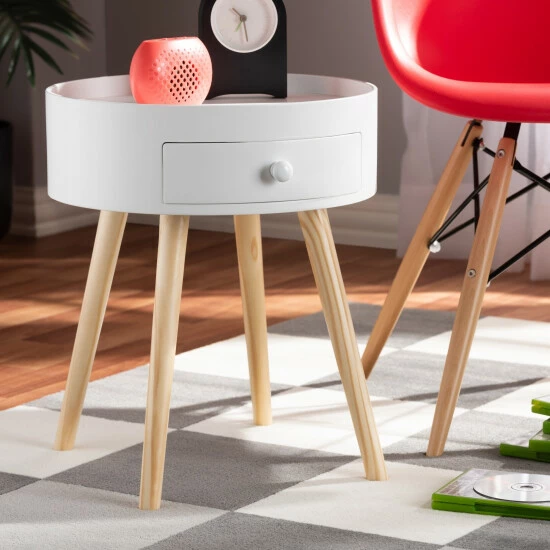 Best Pirce โ Baxton Studio Jessen Mid-Century Modern 1-Drawer Wood End Table Grey ๐ - Image 2