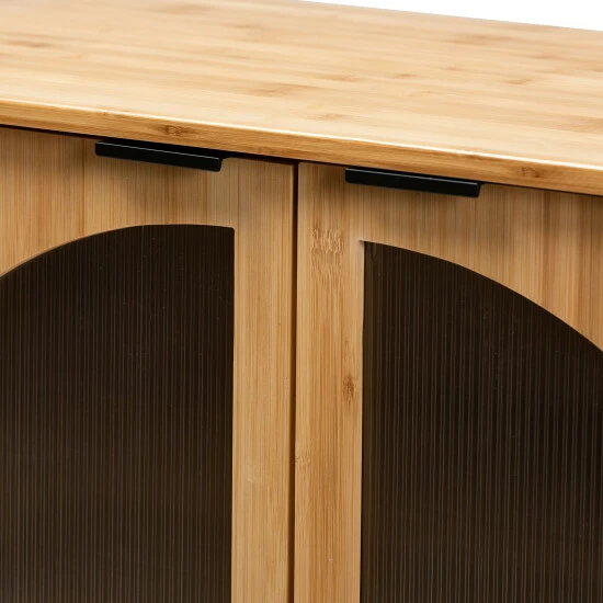 Buy 😉 Baxton Studio Naresh Mid-Century Modern Transitional Natural Brown Bamboo Wood 2-Door Storage Cabinet 🤩 - Image 6