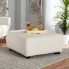 Best Pirce 🧨 Baxton Studio Athena Modern And Contemporary Ivory Boucle Upholstered And Black Finished Wood Square Ottoman 😀