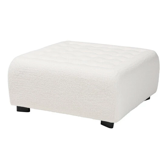 Best Pirce ๐งจ Baxton Studio Athena Modern And Contemporary Ivory Boucle Upholstered And Black Finished Wood Square Ottoman ๐ - Image 2