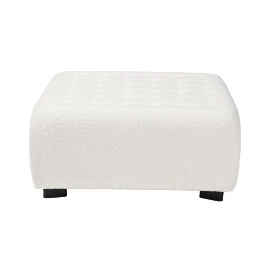 Best Pirce ๐งจ Baxton Studio Athena Modern And Contemporary Ivory Boucle Upholstered And Black Finished Wood Square Ottoman ๐ - Image 3