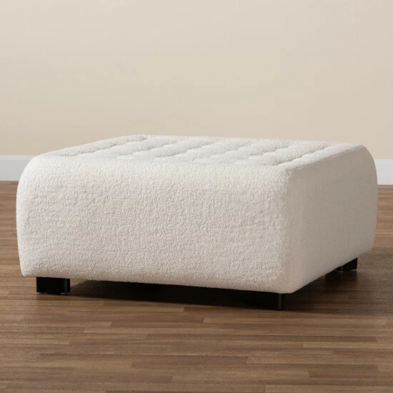 Best Pirce ๐งจ Baxton Studio Athena Modern And Contemporary Ivory Boucle Upholstered And Black Finished Wood Square Ottoman ๐ - Image 8
