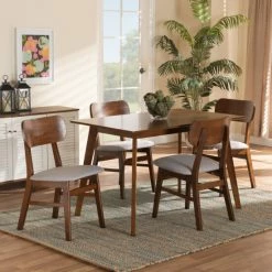 Top 10 🎉 Baxton Studio Euclid Mid-Century Modern 5-Piece Dining Set Beige 🔔