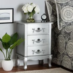 Top 10 ✨ Baxton Studio Callen Classic And Traditional Wood 3-Drawer End Table Silver ⭐