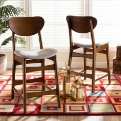Hot Sale ❤️ Baxton Studio Katya Mid-Century Modern 2-Piece Counter Stool Set Brown 🌟