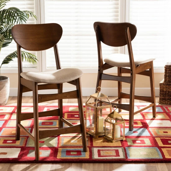 Hot Sale โค๏ธ Baxton Studio Katya Mid-Century Modern 2-Piece Counter Stool Set Brown ๐ - Image 2