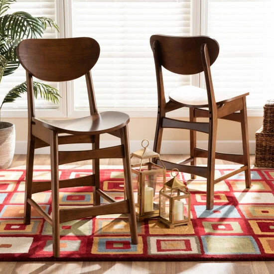 Hot Sale โค๏ธ Baxton Studio Katya Mid-Century Modern 2-Piece Counter Stool Set Brown ๐ - Image 3