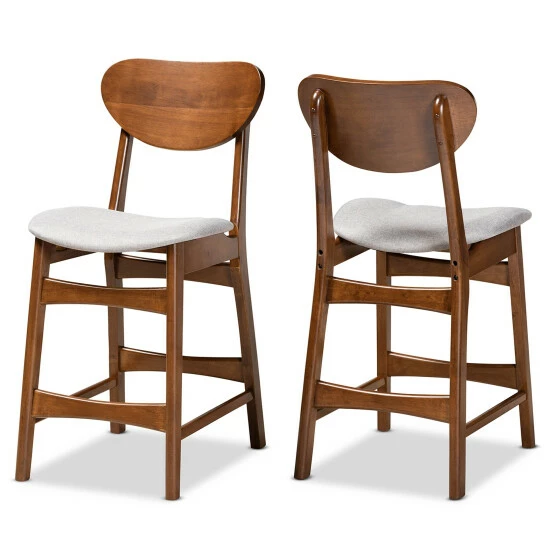 Hot Sale โค๏ธ Baxton Studio Katya Mid-Century Modern 2-Piece Counter Stool Set Brown ๐ - Image 4