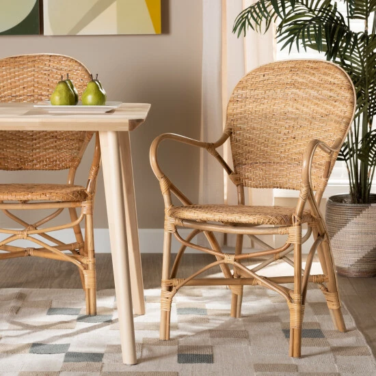 Budget π― Baxton Studio Genna Bohemian Natural Brown Finished Rattan Dining Chair π