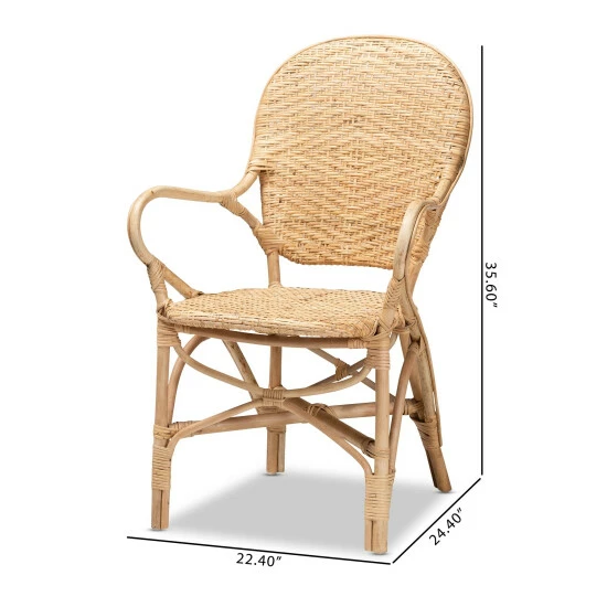 Budget π― Baxton Studio Genna Bohemian Natural Brown Finished Rattan Dining Chair π - Image 5