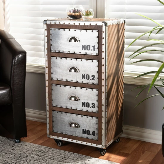 Best Sale ✔️ Baxton Studio French Industrial 4-Drawer Storage Cabinet 😍