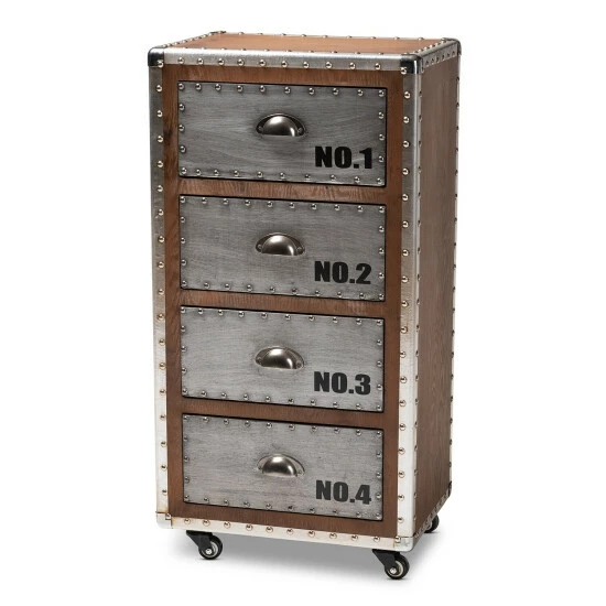 Best Sale ✔️ Baxton Studio French Industrial 4-Drawer Storage Cabinet 😍 - Image 2