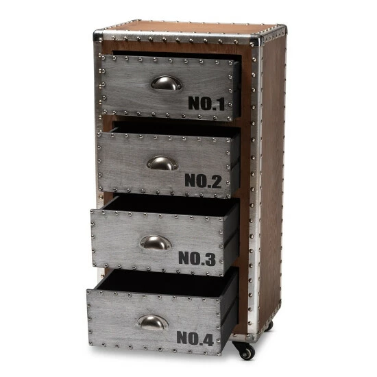 Best Sale ✔️ Baxton Studio French Industrial 4-Drawer Storage Cabinet 😍 - Image 3