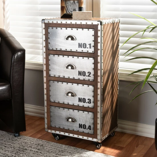 Best Sale ✔️ Baxton Studio French Industrial 4-Drawer Storage Cabinet 😍 - Image 7