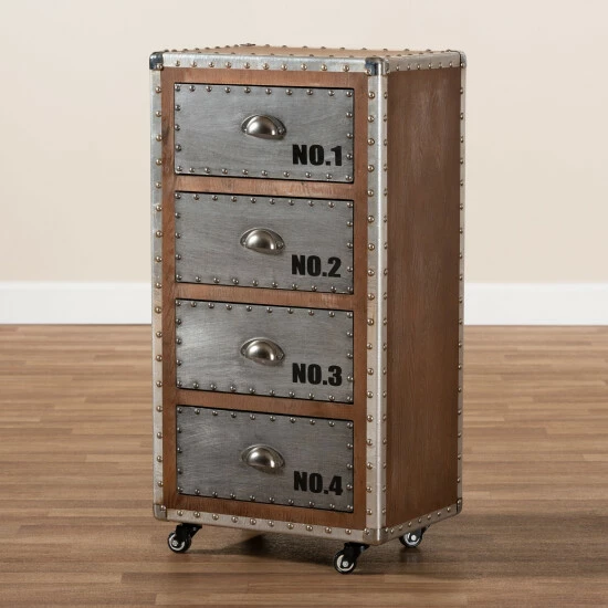 Best Sale ✔️ Baxton Studio French Industrial 4-Drawer Storage Cabinet 😍 - Image 8