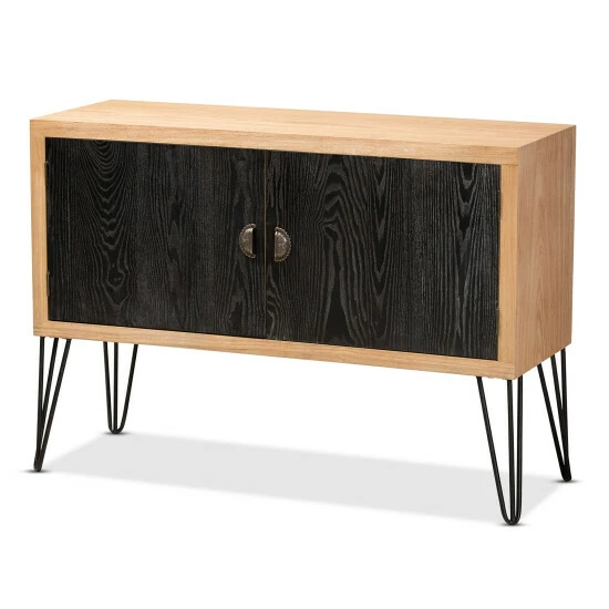 Cheap ๐ Baxton Studio Denali Two-Tone Walnut Brown And Black Wood And Metal Storage Cabinet ๐คฉ - Image 2