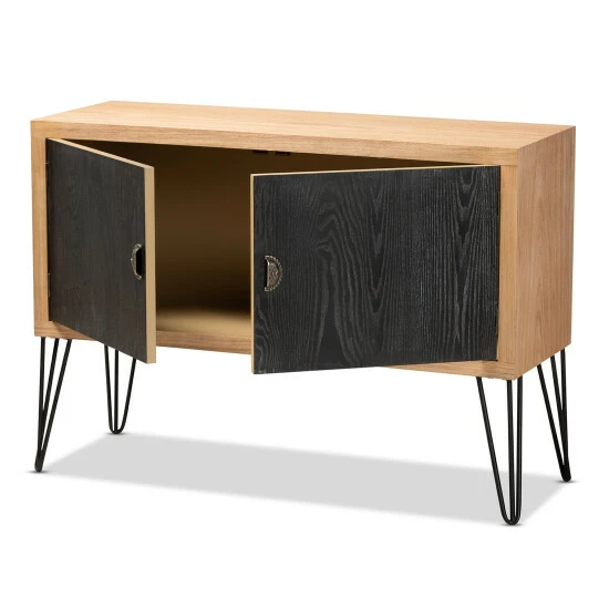 Cheap ๐ Baxton Studio Denali Two-Tone Walnut Brown And Black Wood And Metal Storage Cabinet ๐คฉ - Image 3