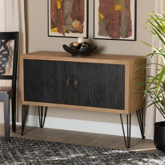 Cheap ๐ Baxton Studio Denali Two-Tone Walnut Brown And Black Wood And Metal Storage Cabinet ๐คฉ - Image 8