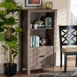 Best Sale 👏 Baxton Studio Derek Transitional Natural Oak Finished Wood 3-Tier Bookcase 💯