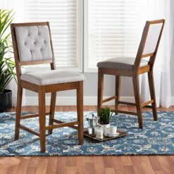 Deals 🎁 Baxton Studio Gideon Modern And Contemporary 2-Piece Wood Counter Stool Set Grey 👏