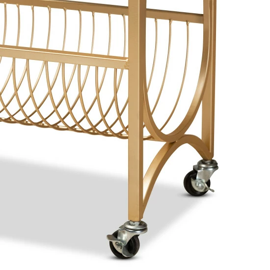 Budget ๐ Baxton Studio Jacek Modern And Contemporary Gold Metal Wine Cart With Marble Top ๐ - Image 5