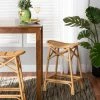 New 😀 Baxton Studio Elgon Modern Bohemian Natural Brown Rattan Counter Stool 🥰