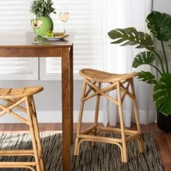 New ๐ Baxton Studio Elgon Modern Bohemian Natural Brown Rattan Counter Stool ๐ฅฐ